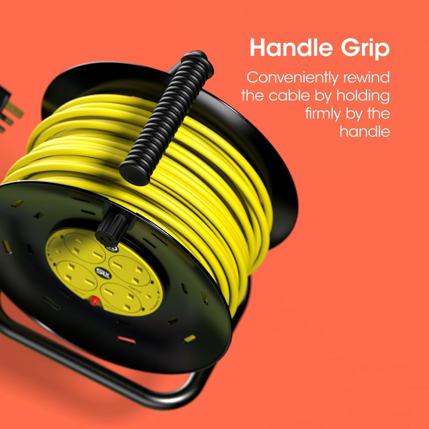 SLx 40m Heavy Duty Outdoor Extension Lead, 4 Socket Reel. 13A Fused UK Plug